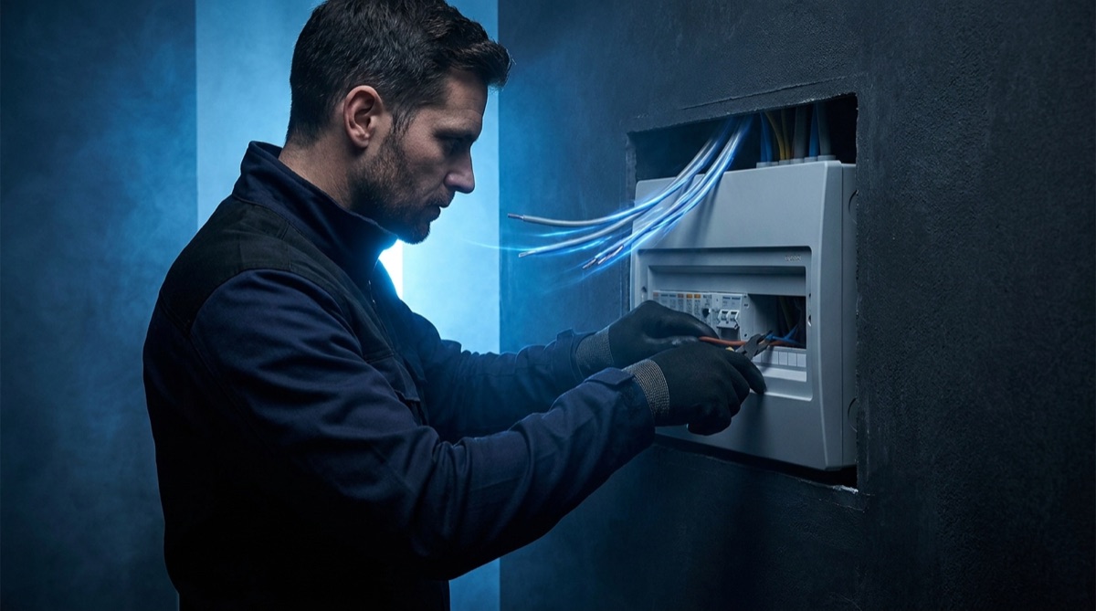 JTR electrician carrying out electrical work